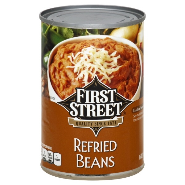 slide 1 of 1, First Street Refried Beans, 16 oz