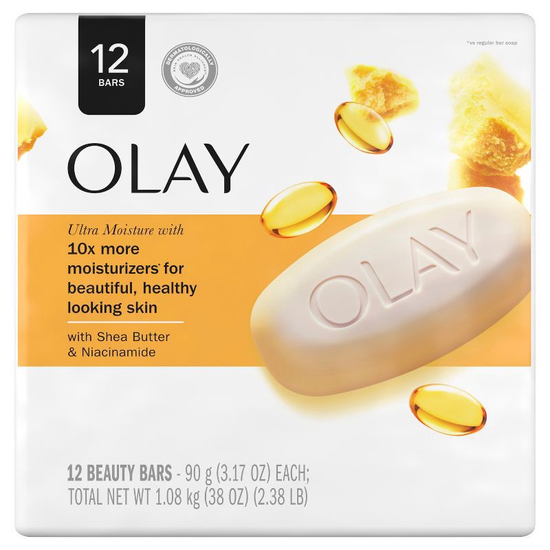 slide 2 of 9, Olay Moisture Outlast Ultra Moisture Shea Butter Beauty Bar Soap with Vitamin B3 Complex - 3.17oz/12ct, 3.17 oz, 12 ct