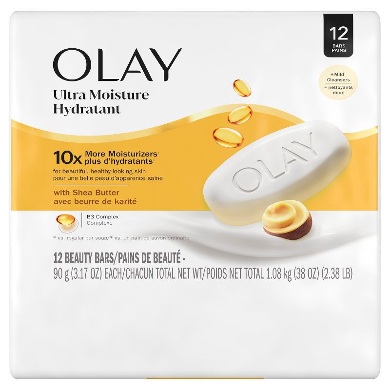 slide 2 of 12, Olay Moisture Outlast Ultra Moisture Shea Butter Beauty Bar Soap with Vitamin B3 Complex - 3.17oz/12ct, 3.17 oz, 12 ct