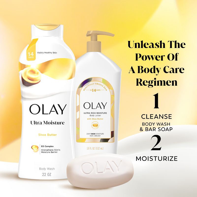slide 8 of 12, Olay Moisture Outlast Ultra Moisture Shea Butter Beauty Bar Soap with Vitamin B3 Complex - 3.17oz/12ct, 3.17 oz, 12 ct