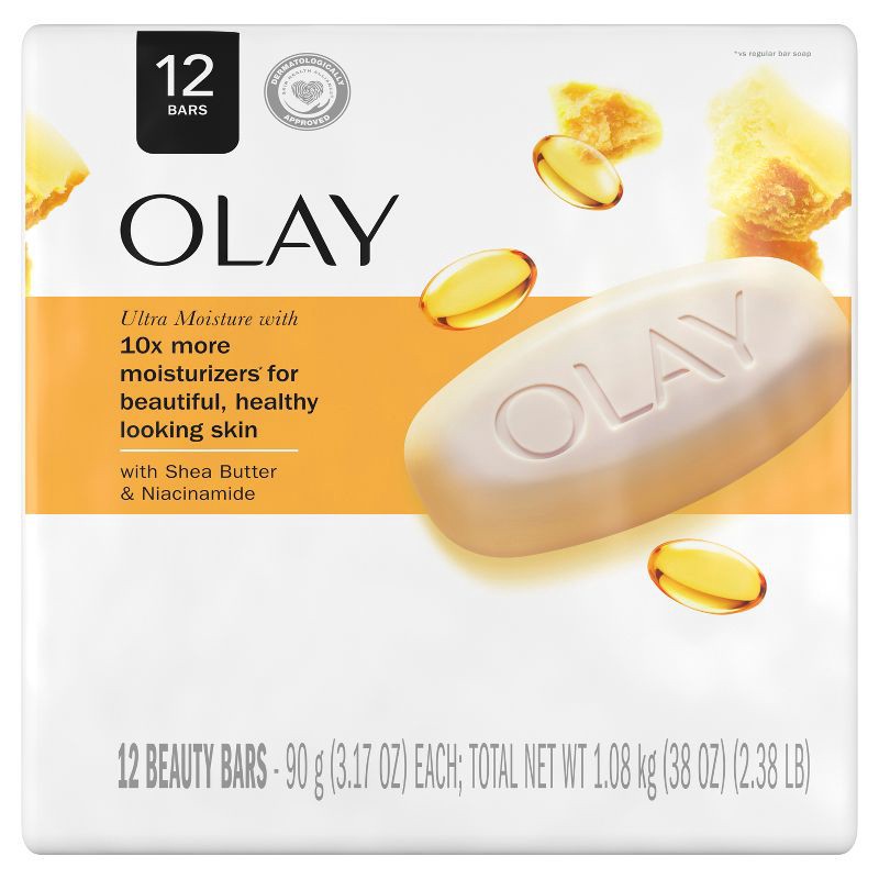 slide 9 of 9, Olay Moisture Outlast Ultra Moisture Shea Butter Beauty Bar Soap with Vitamin B3 Complex - 3.17oz/12ct, 3.17 oz, 12 ct