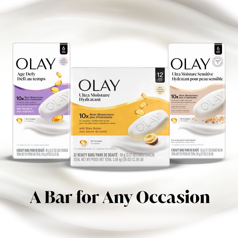 slide 9 of 12, Olay Moisture Outlast Ultra Moisture Shea Butter Beauty Bar Soap with Vitamin B3 Complex - 3.17oz/12ct, 3.17 oz, 12 ct