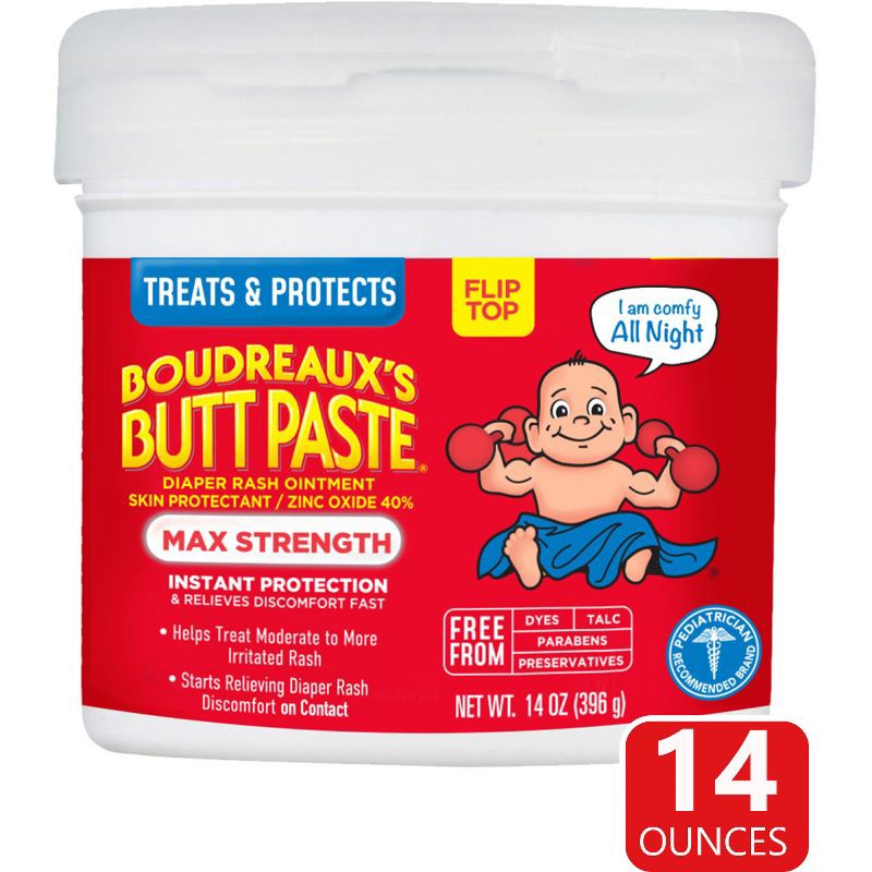 slide 1 of 8, Boudreaux's BP Boudreaux's Butt Paste Baby Diaper Rash Cream Maximum Strength - 14oz, 14 oz