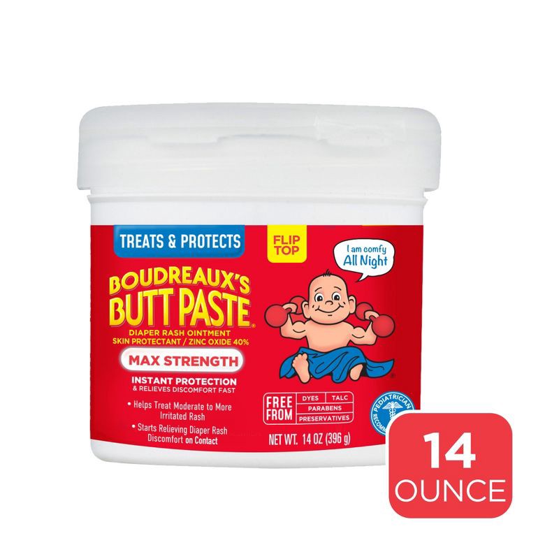 slide 1 of 8, Boudreaux's BP Boudreaux's Butt Paste Baby Diaper Rash Cream Maximum Strength - 14oz, 14 oz