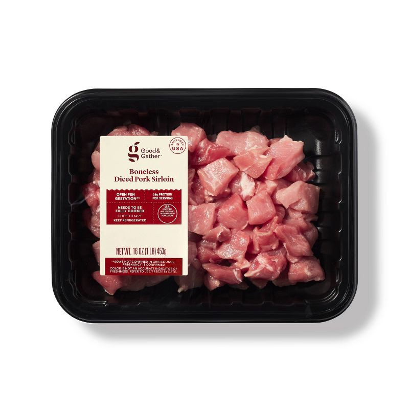 slide 1 of 3, Boneless Diced Pork Sirloin - 1lb - Good & Gather™, 1 lb