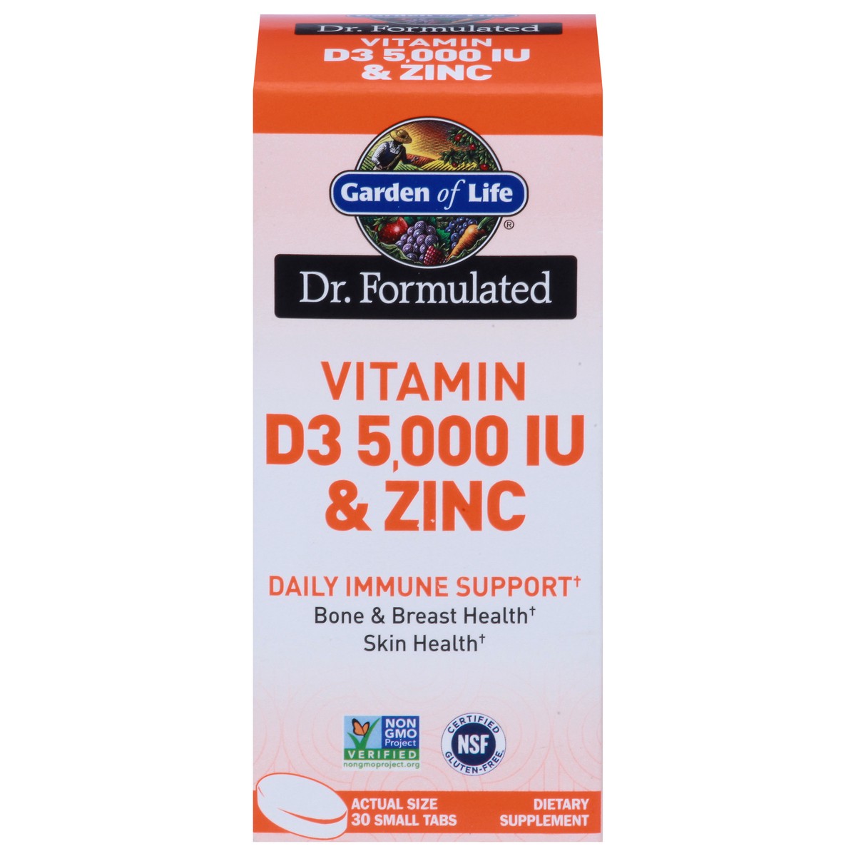 slide 1 of 1, Garden of Life Dr. Formulated Vitamin D3 5,000 IU & Zinc 30 Small Tabs, 1 ct