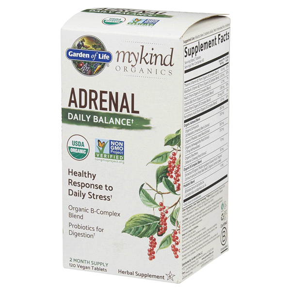 slide 8 of 29, Garden of Life My Kind Organics Adrenal Daily Balance Herbal Supplement, 120 ct
