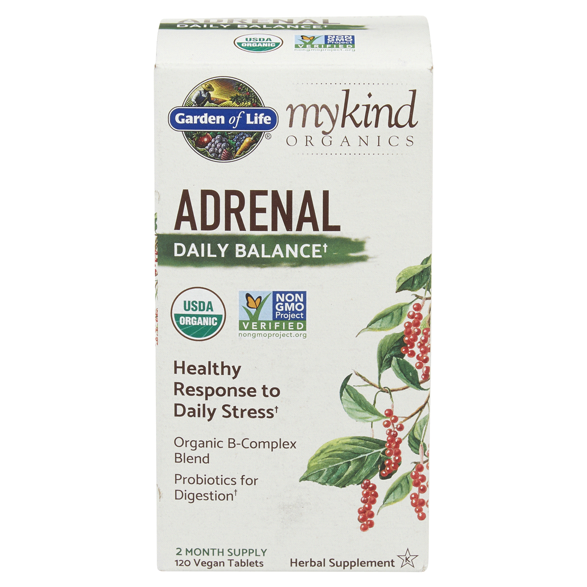 slide 1 of 29, Garden of Life My Kind Organics Adrenal Daily Balance Herbal Supplement, 120 ct