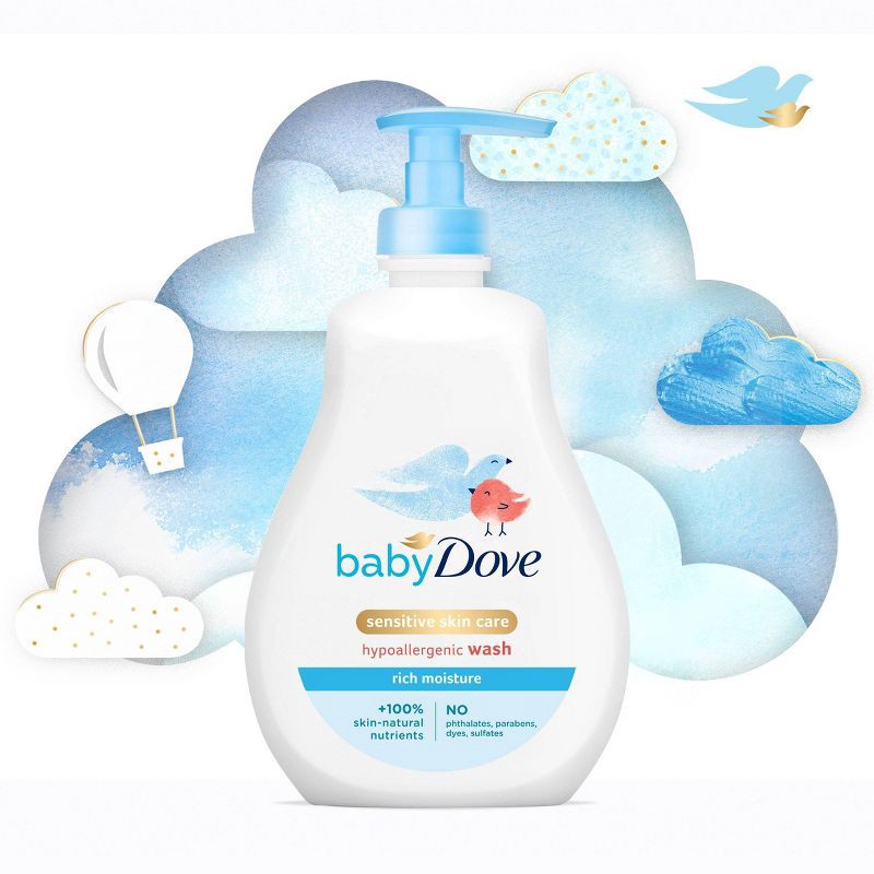 slide 4 of 8, Baby Dove Rich Moisture Baby Wash & Shampoo, Hypoallergenic and Tear-Free - 13 fl oz, 13 fl oz