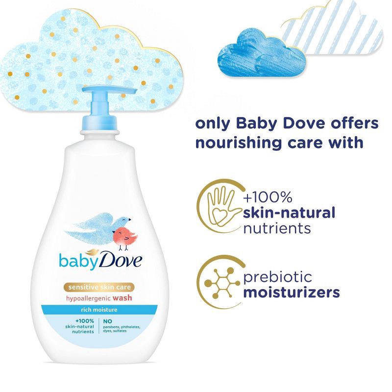 slide 5 of 8, Baby Dove Rich Moisture Baby Wash & Shampoo, Hypoallergenic and Tear-Free - 20 fl oz, 20 fl oz
