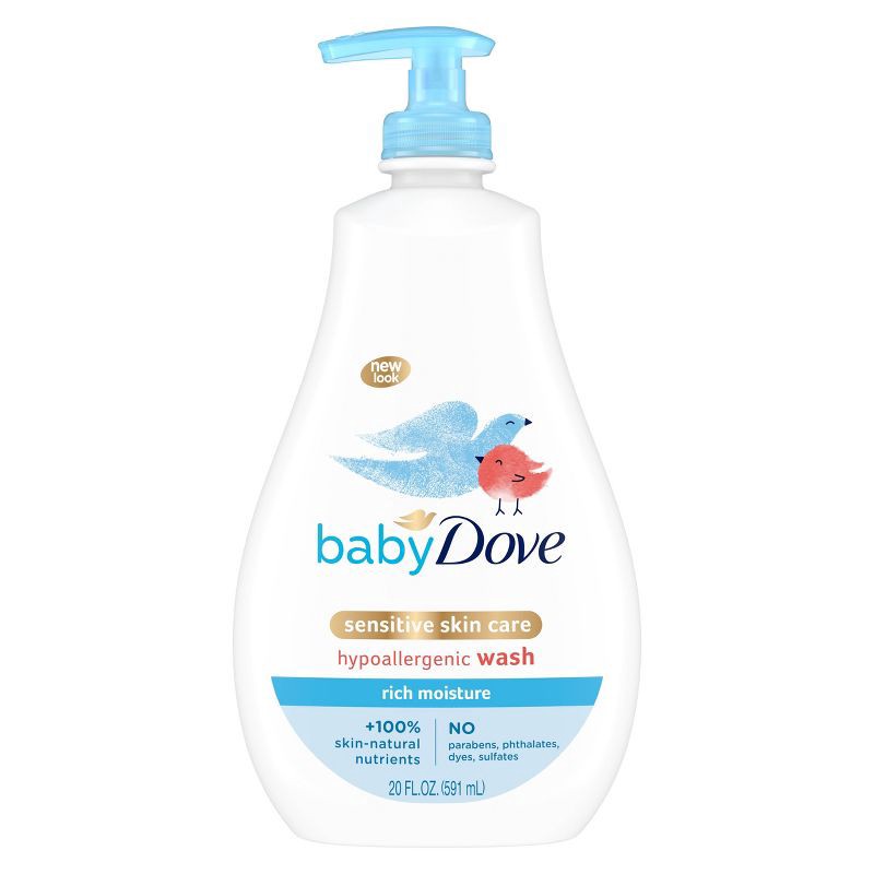 slide 1 of 8, Baby Dove Rich Moisture Baby Wash & Shampoo, Hypoallergenic and Tear-Free - 20 fl oz, 20 fl oz