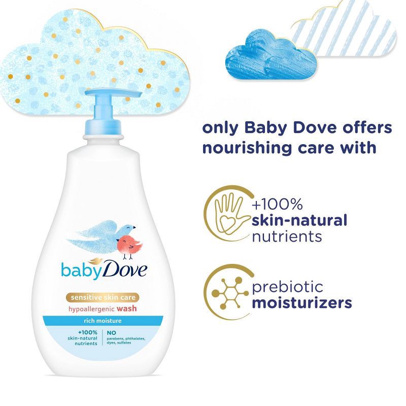 slide 6 of 9, Baby Dove Rich Moisture Baby Wash & Shampoo, Hypoallergenic and Tear-Free - 20 fl oz, 20 fl oz