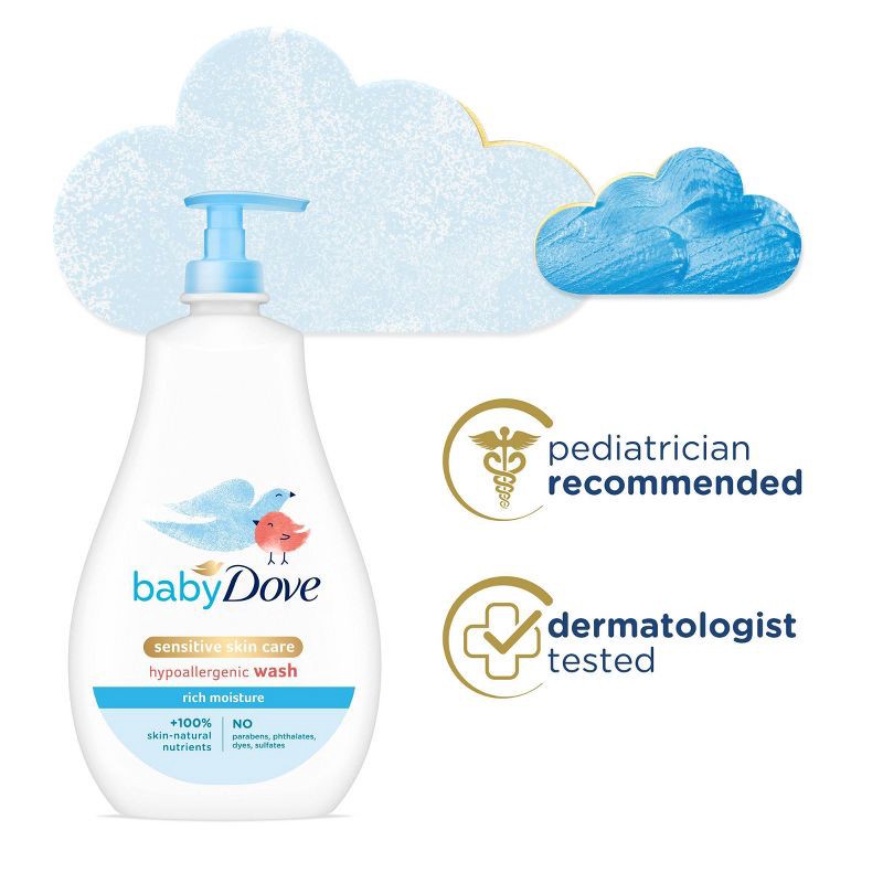 slide 6 of 8, Baby Dove Rich Moisture Baby Wash & Shampoo, Hypoallergenic and Tear-Free - 20 fl oz, 20 fl oz