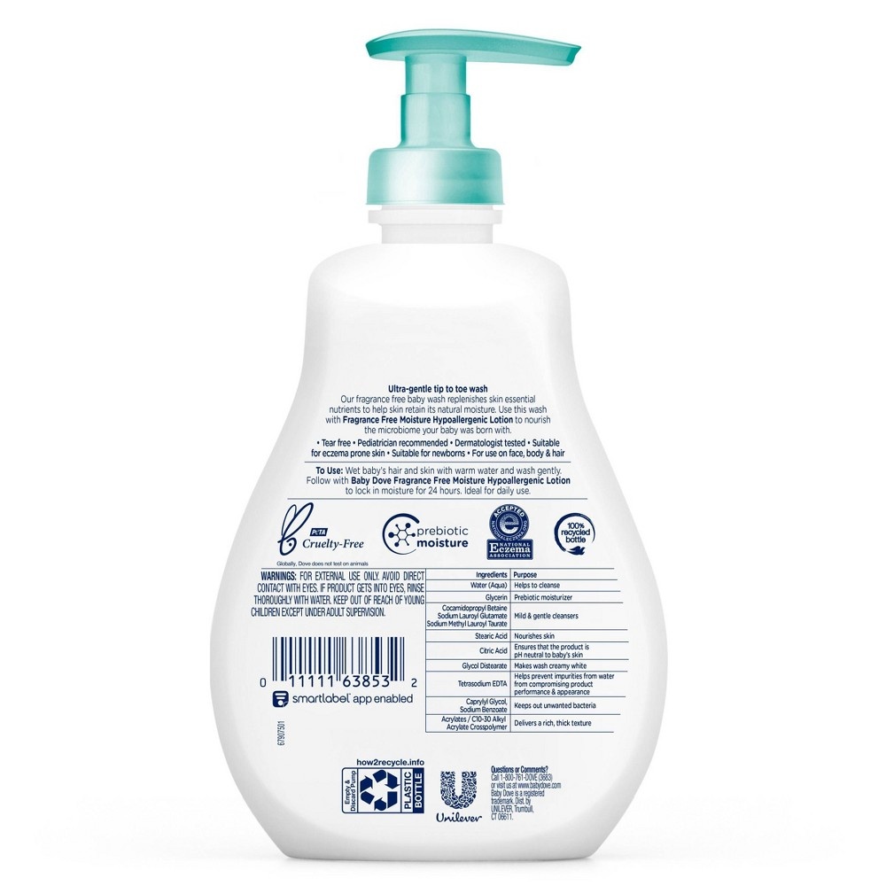 slide 4 of 6, Baby Dove Sensitive Moisture Tip-to-Toe Fragrance-Free Wash - 13 fl oz, 13 fl oz