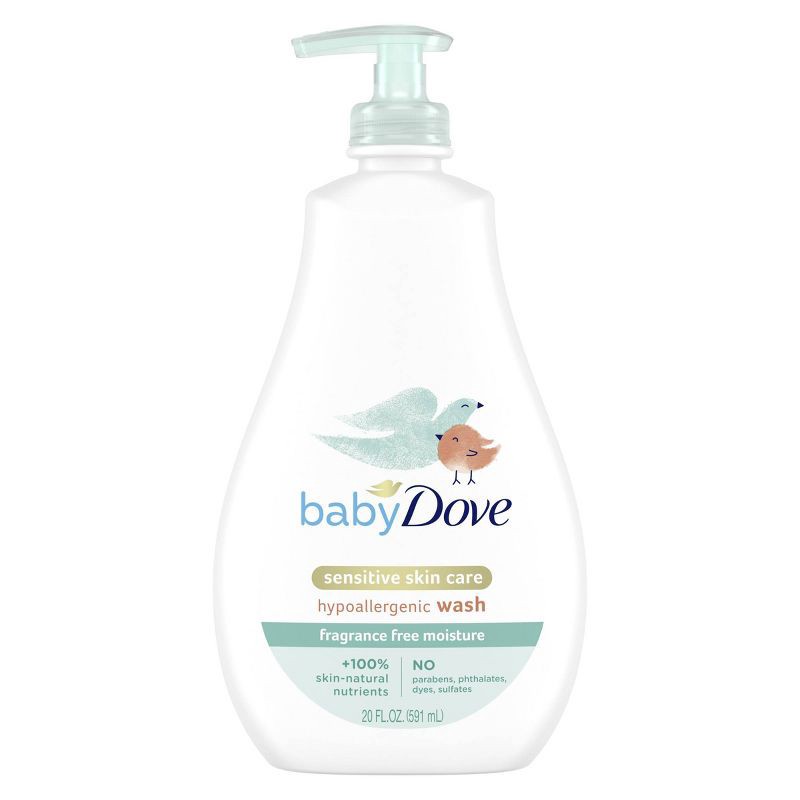 slide 2 of 10, Baby Dove Fragrance Free Moisture Sensitive Skin Hypoallergenic Wash - 20 fl oz, 20 fl oz