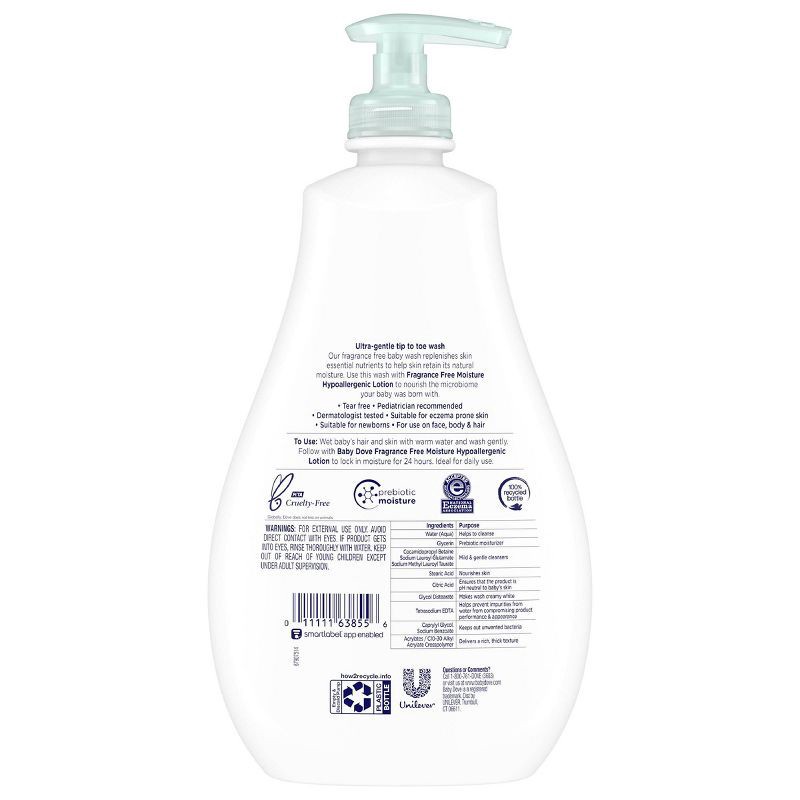 slide 3 of 10, Baby Dove Fragrance Free Moisture Sensitive Skin Hypoallergenic Wash - 20 fl oz, 20 fl oz