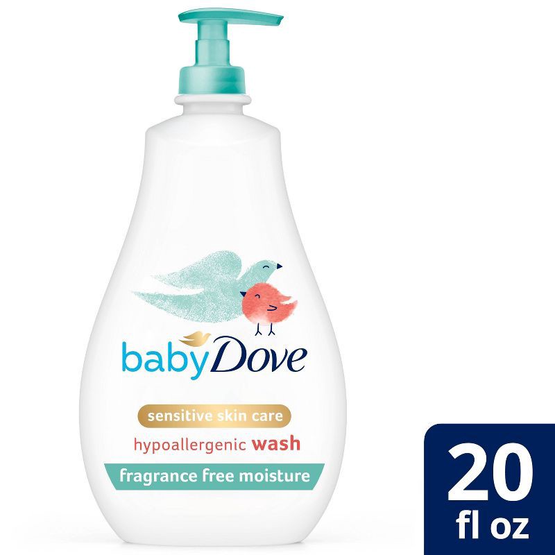 slide 1 of 10, Baby Dove Fragrance Free Moisture Sensitive Skin Hypoallergenic Wash - 20 fl oz, 20 fl oz