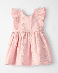 Baby Girl Ruffle Dress Made with Organic Cotton in Spring Garden Print - 9M