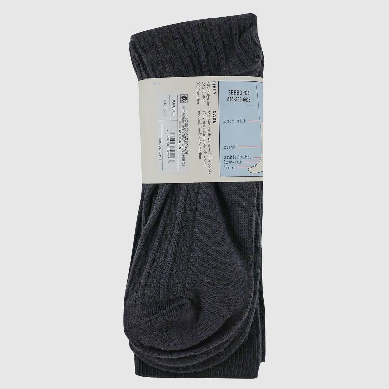 slide 3 of 3, Girls' 2pk Casual Knee High Socks - Cat & Jack™ Black M, 2 ct