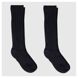 Girls' 2pk Casual Knee High Socks - Cat & Jack™ Black M