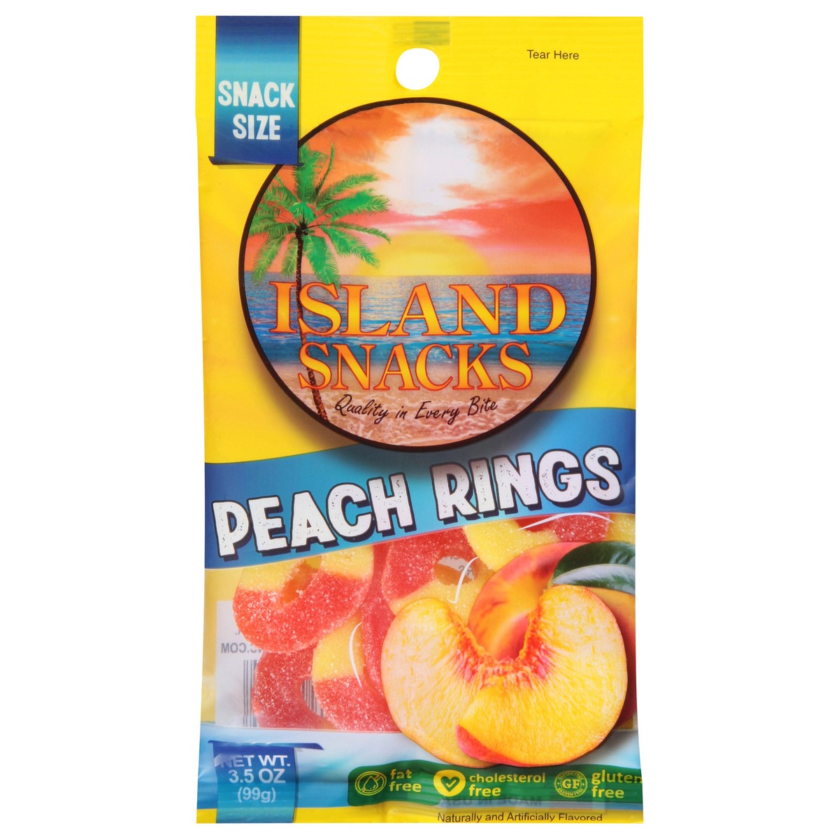 slide 1 of 9, Island Snacks Peach Rings Snack Size 3.5 oz, 3.5 oz