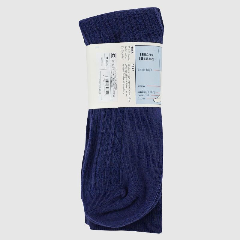 slide 3 of 3, Girls' 2pk Knee High Socks 2pk - Cat & Jack™ Nightfall Blue M, 2 ct