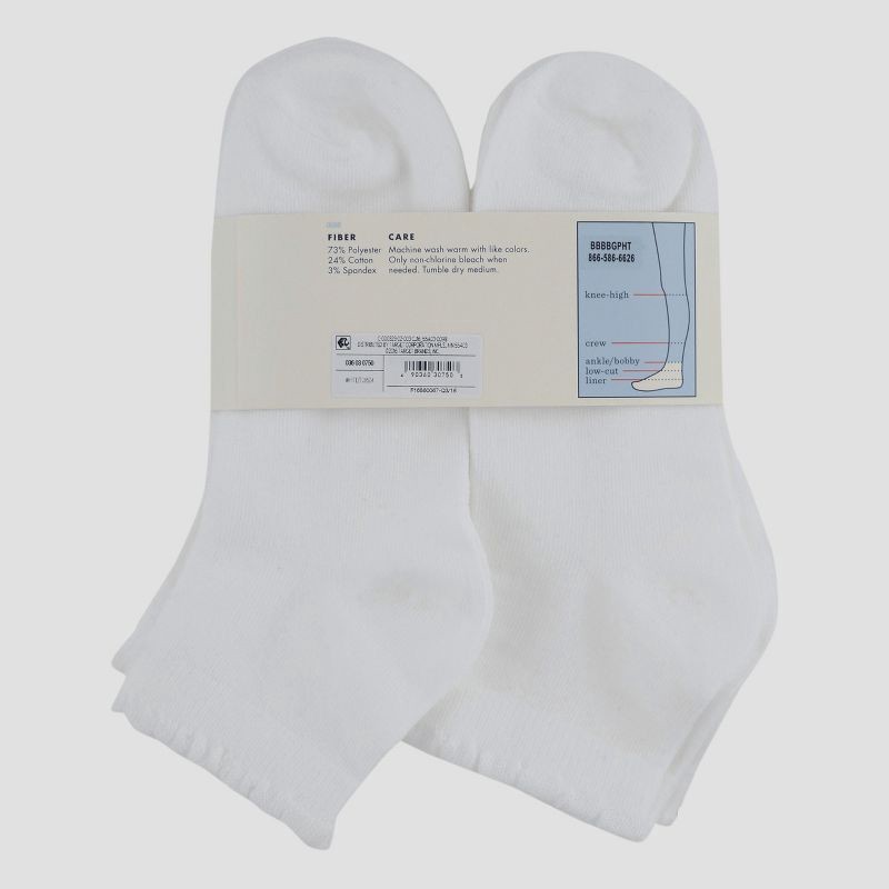 slide 3 of 3, Girls' Casual Ankle Socks 6pk - Cat & Jack™ White S, 6 ct