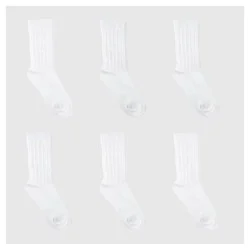 Girls' 6pk Cable Crew Socks - Cat & Jack™ White M
