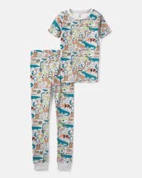 Carter's Boys Alligator 100% Cotton Snug Fit 2-Piece Pajama Set - Grey Multi 8