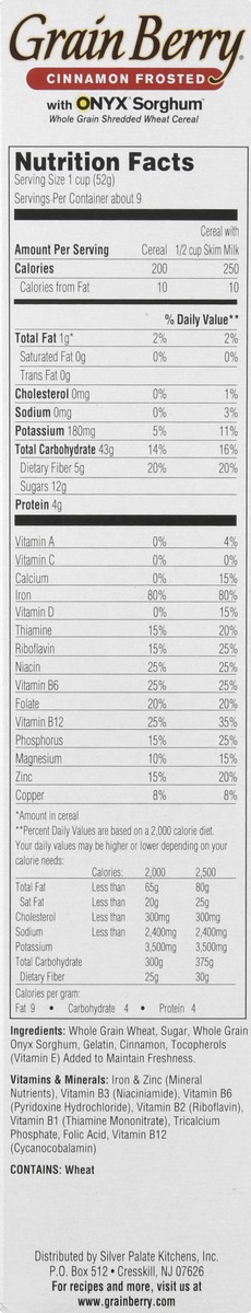 slide 12 of 13, Grain Berry Cinnamon Frosted with Onyx Sorghum Cereal 16 oz, 16 oz