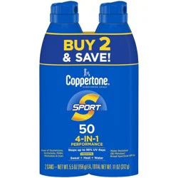 Coppertone Sport Sunscreen Spray - SPF 50 - 11oz - Twin Pack