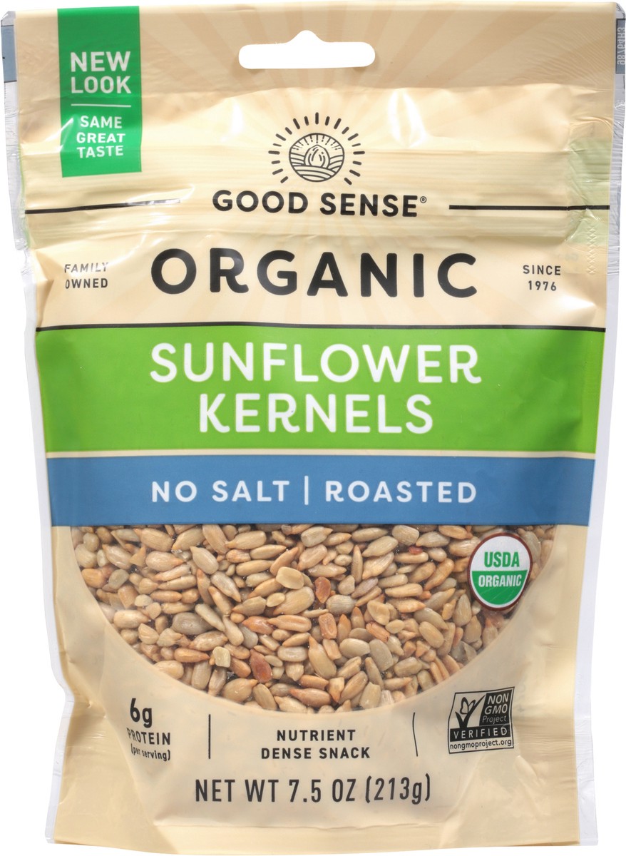slide 5 of 12, Good Sense Organic No Salt Roasted Sunflower Kernels, 7.5 oz