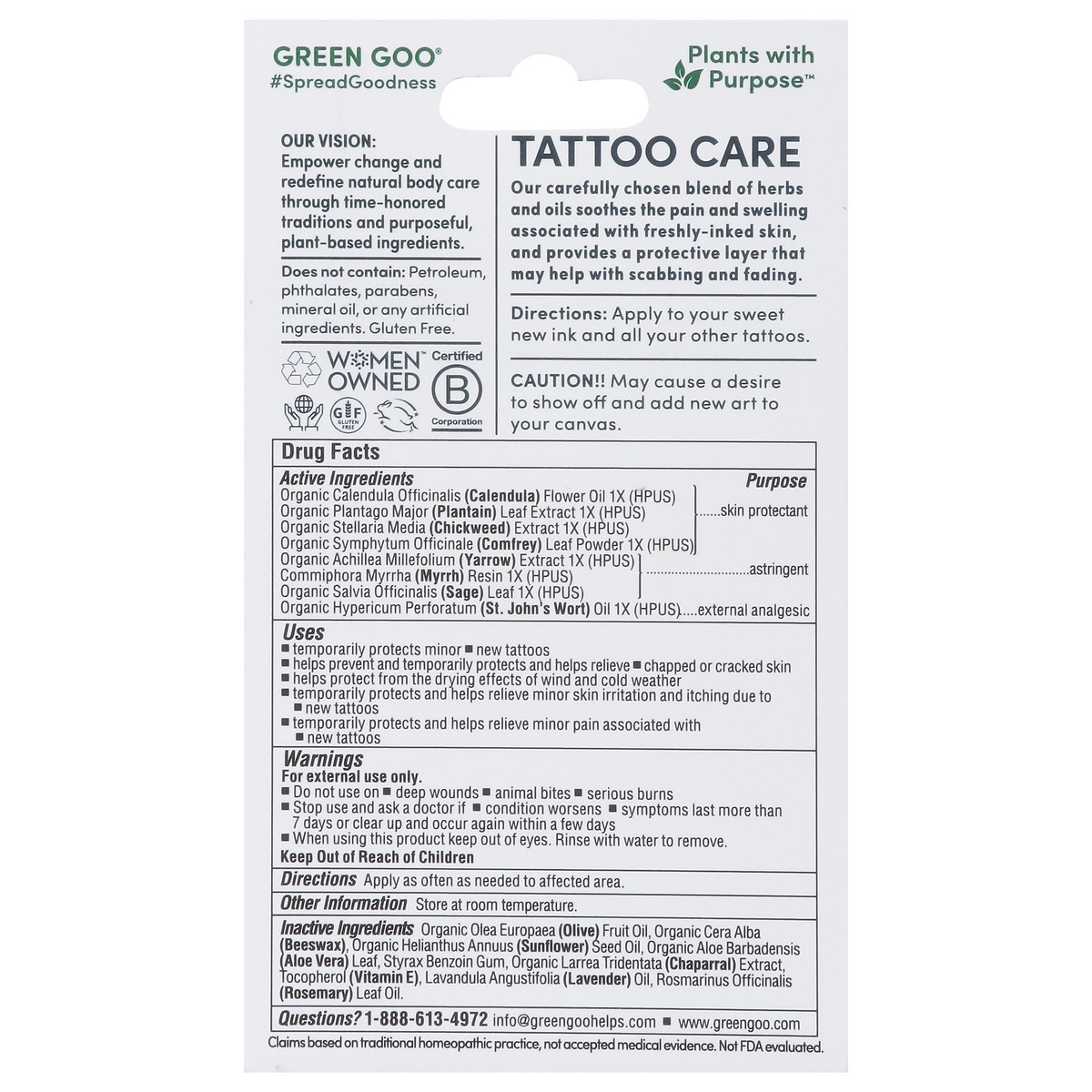 slide 4 of 15, Green Goo Aloe Vera + Myrrh + Yarrow Tattoo Care Salve 1.82 oz, 1.82 oz