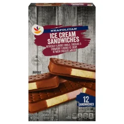 Giant Neapolitan Ice Cream Sandwiches - 12 ct