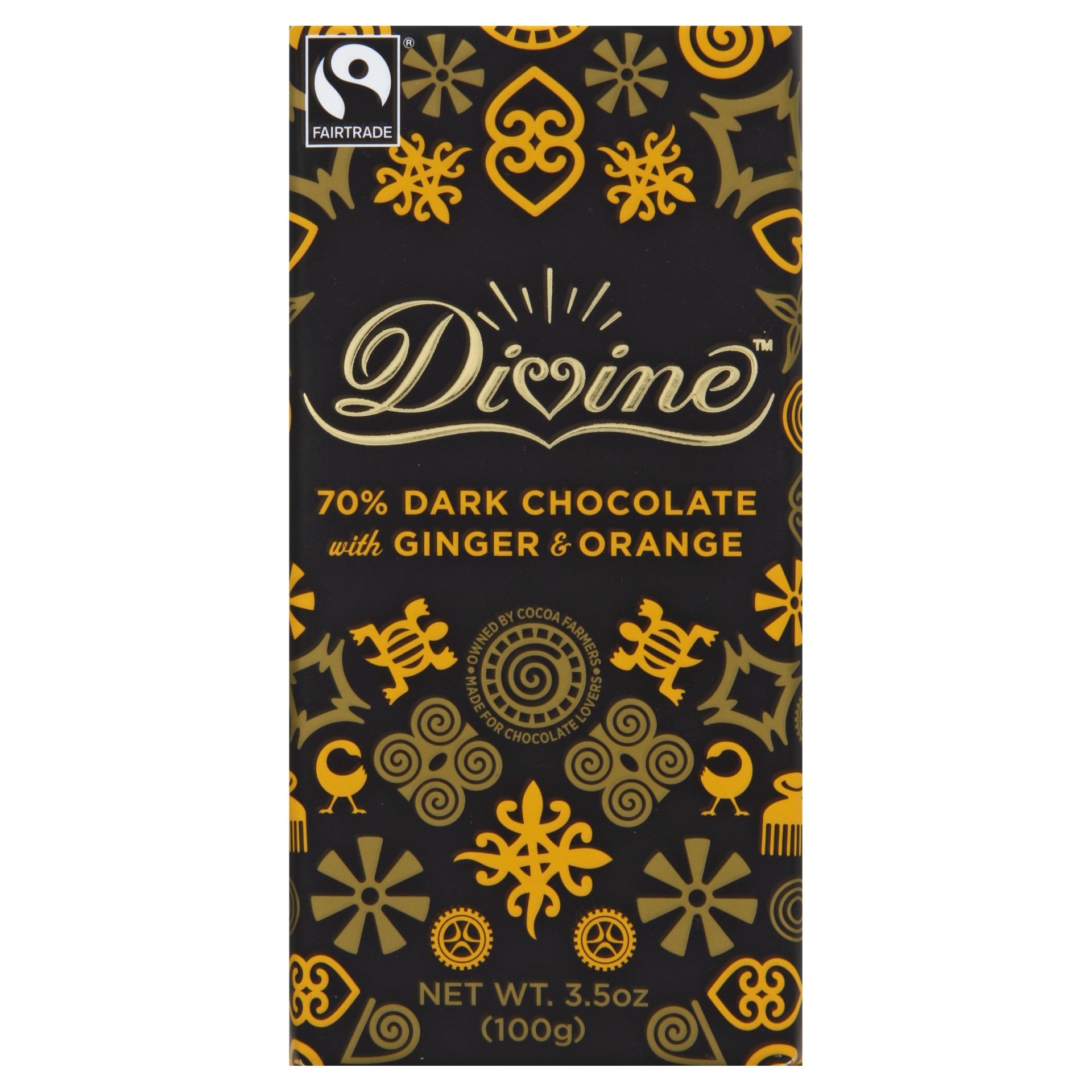 slide 1 of 2, Divine Dark Chocolate With Ginger Orange Bar, 3.5 oz