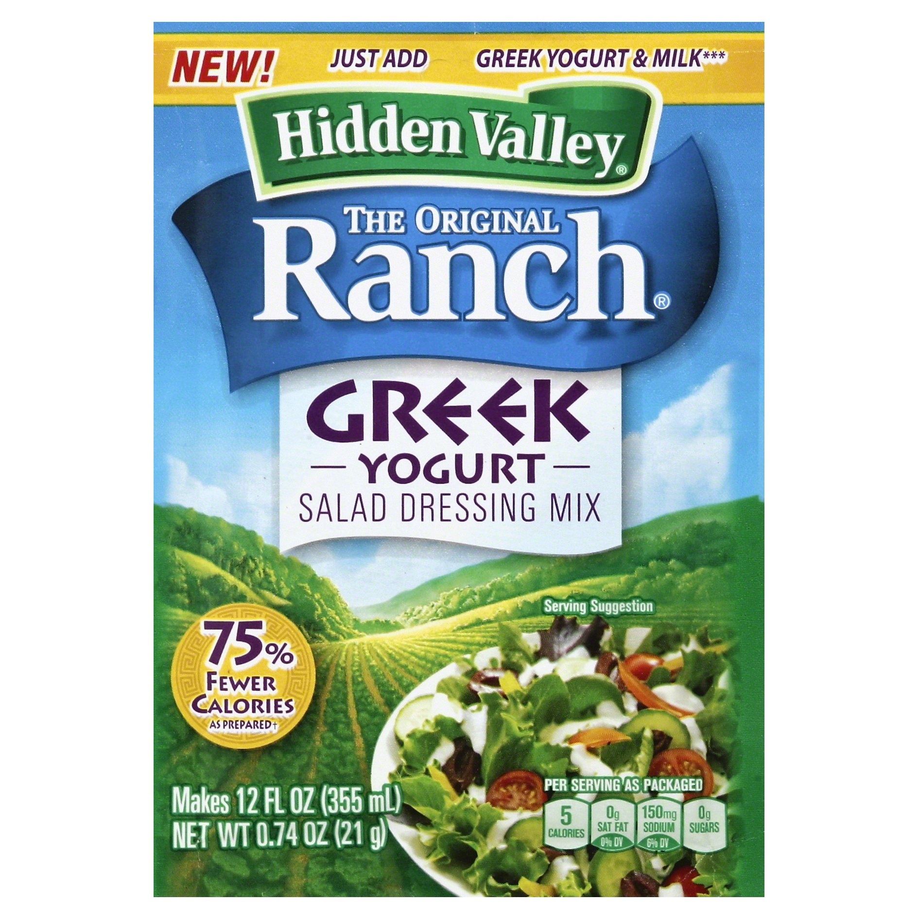 slide 1 of 1, Hidden Valley Gluten Free Greek Yogurt Original Ranch Salad Dressing & Seasoning Mix Packet, 0.74 oz