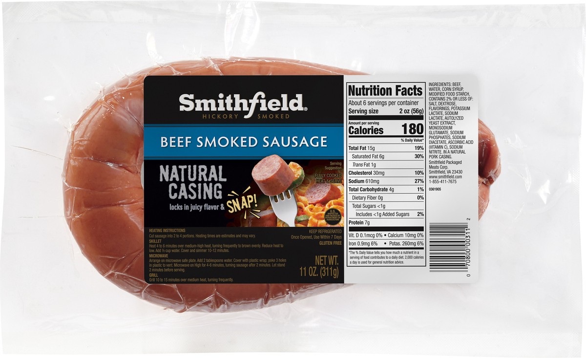 slide 2 of 2, Smithfield® beef smoked sausage, 11 oz