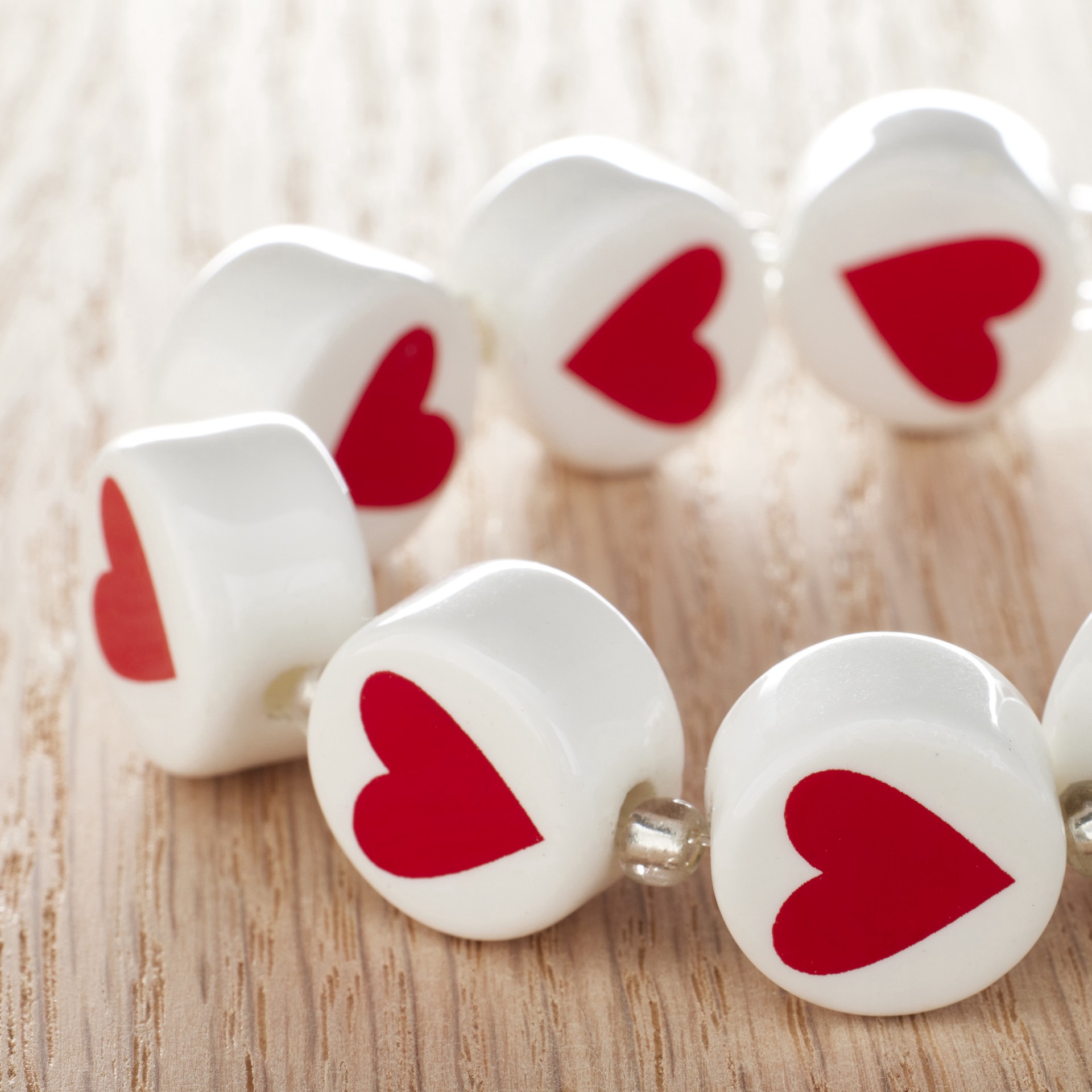 slide 2 of 3, Red & White Ceramic Heart Beads, 16mm By Bead Landing, 16mm