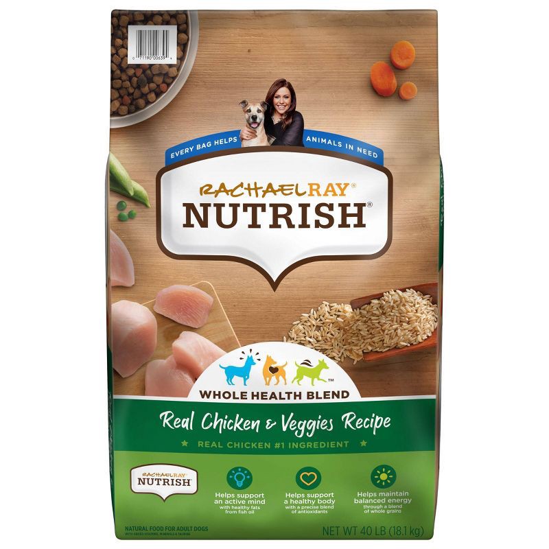 slide 1 of 7, Rachael Ray Nutrish Real Chicken & Vegetable Recipe Super Premium Dry Dog Food - 40lbs, 40 lb