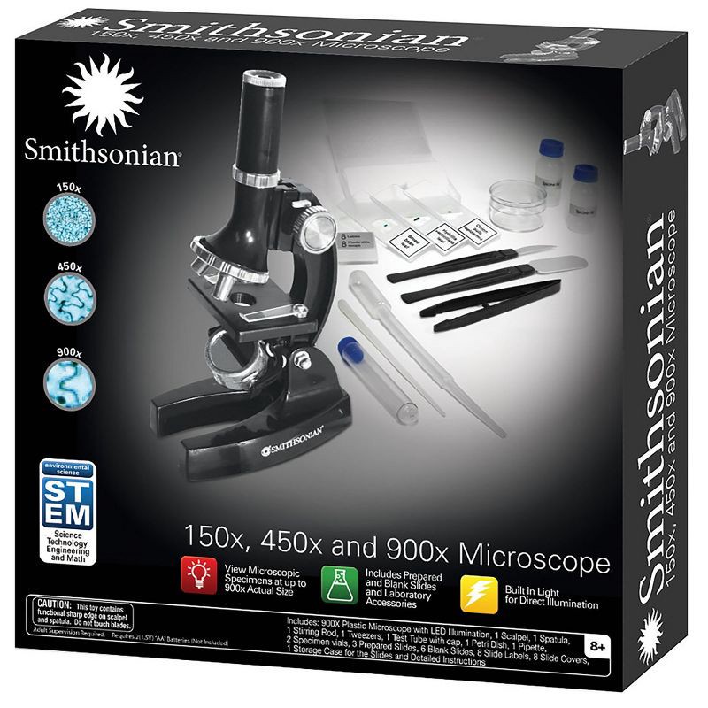 slide 1 of 3, Smithsonian 150X, 450X, 900X Microscope Kit, 1 ct