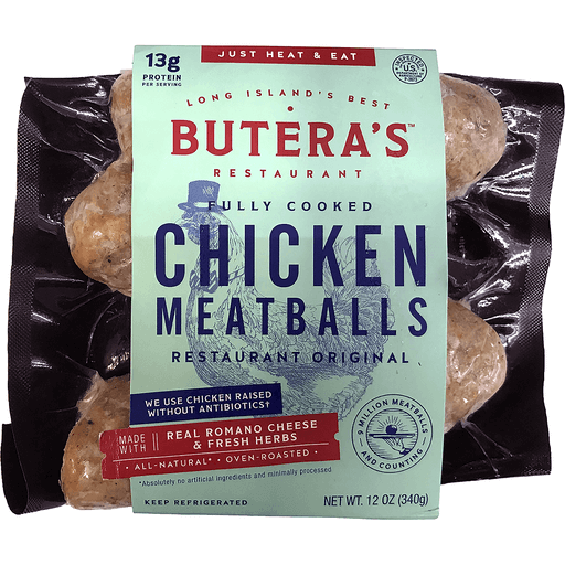 slide 1 of 1, Butera's Chicken Meatballs Original, 12 oz