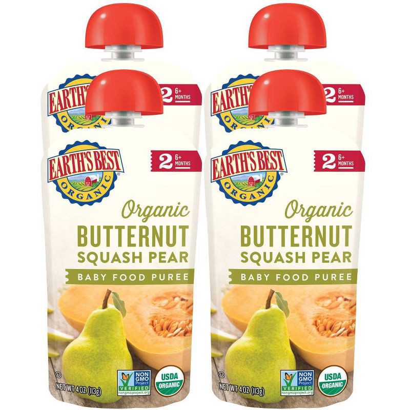 slide 3 of 3, Earth's Best Organic 4pk Butternut Squash Pear Baby Food Pouch - 16oz, 4 ct; 16 oz