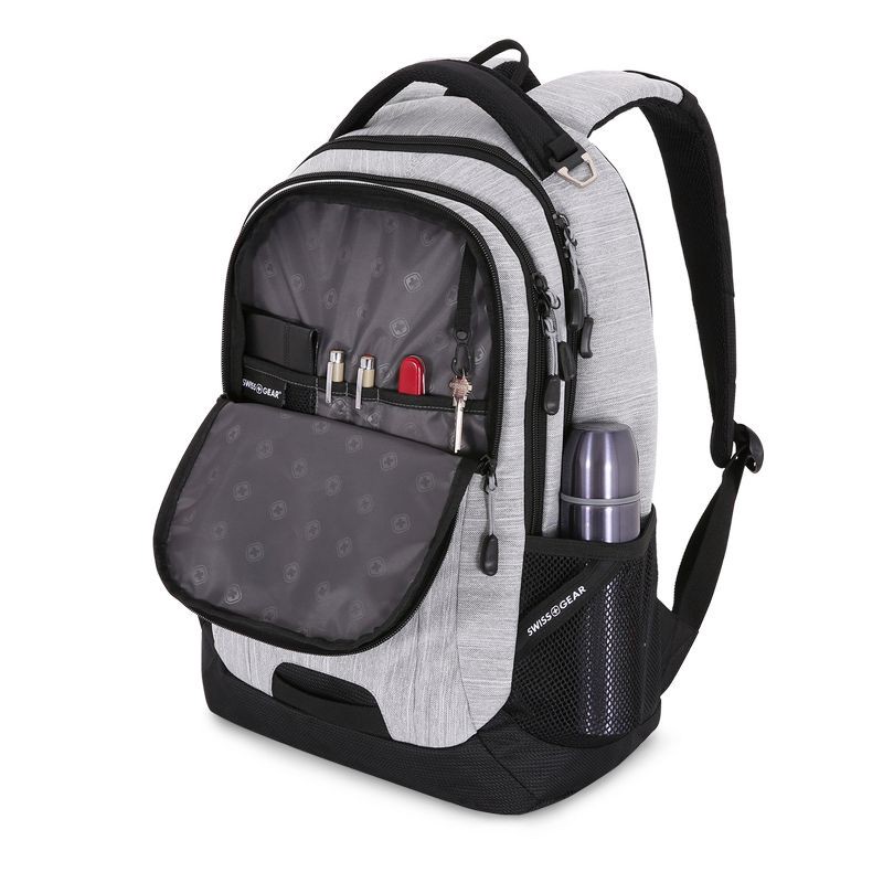 slide 3 of 6, SWISSGEAR Laptop 18" Backpack - Light Heather Gray: Polyester with Zip Closure, 1 ct