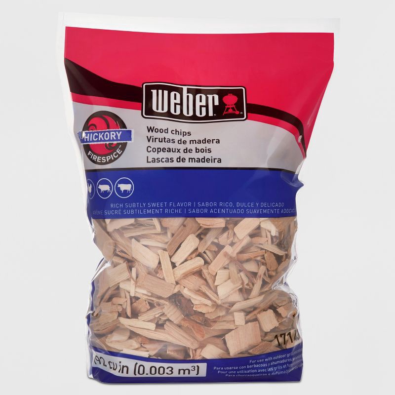 slide 1 of 1, Weber Hickory Wood Chips, 192 Cu. In. bag, 1 ct