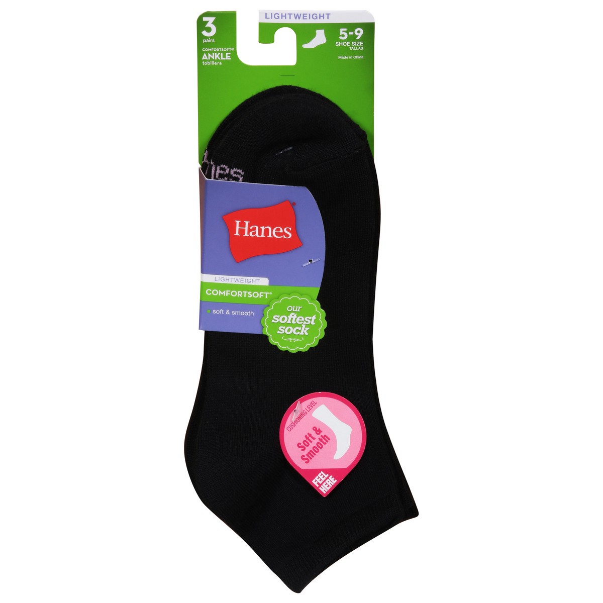 slide 1 of 9, Hanes ComfortSoft Lightweight Ankle Socks 3 pr, 3 ct