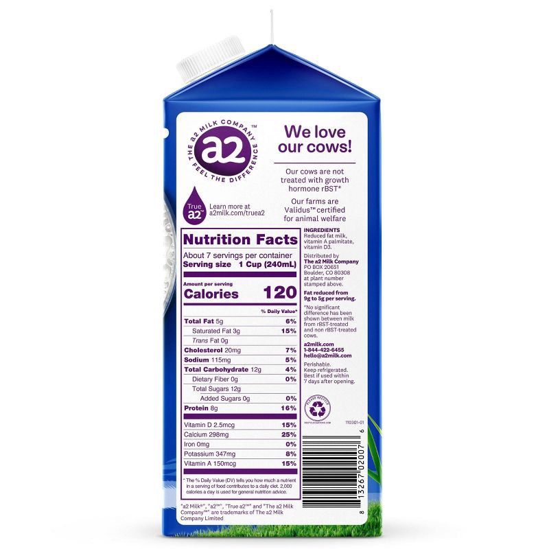 slide 8 of 8, a2 Milk 2% Vitamin A & D Ultra-Pasteurized - 59 fl oz, 59 fl oz