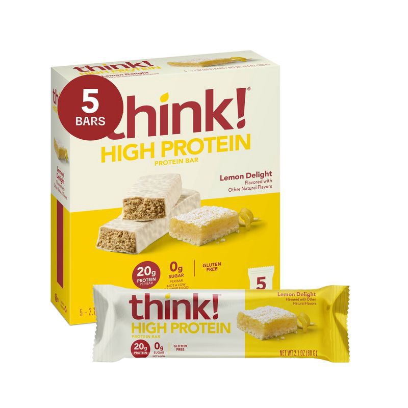 slide 1 of 6, think! Lemon Delight High Protein Bars - 20g Protein - 10.5oz/5ct, 10.5 oz; 5 ct