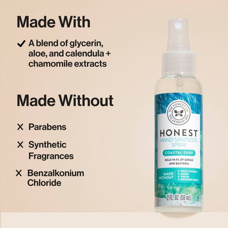 slide 6 of 8, The Honest Company Hand Sanitizer Spray - Coastal Surf - Trial Size - 2 fl oz, 2 fl oz