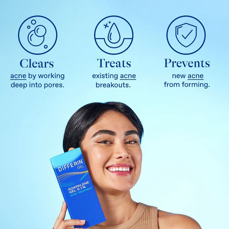 slide 3 of 8, Differin Acne Retinoid Face and Body Treatment Gel Adapalene 0.1% - 15g, 15 gram