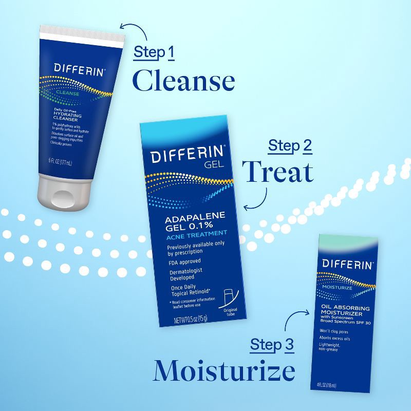 slide 5 of 6, Differin Acne Retinoid Face and Body Treatment Gel Adapalene 0.1% - 15g, 15 gram